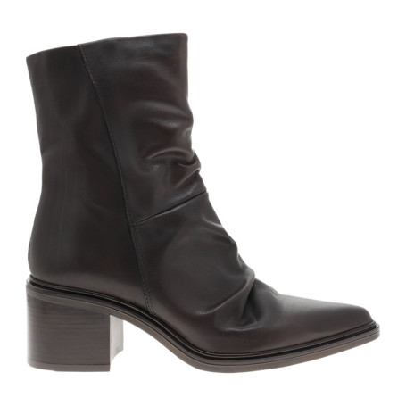 Bottines en cuir marron à talon décroché moyen...
