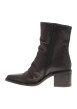 Thumbnail Bottines en cuir marron à talon décroché moyen pourvues d'une fermeture zippée - Image 3