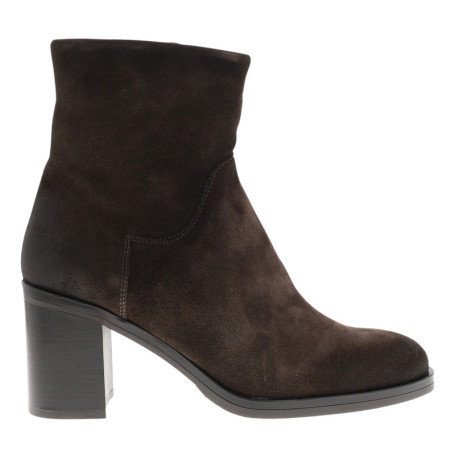 Bottines en cuir marron à talon décroché haut...