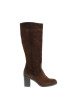 Thumbnail Bottes en cuir marron à talon décroché haut pourvues d'une fermeture zippée