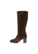 Thumbnail Bottes en cuir marron à talon décroché haut pourvues d'une fermeture zippée - Image 3