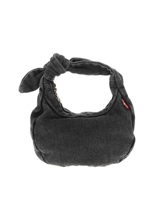 Sac à main anthracite effet matière de jean en coton doté d'une anse nouée