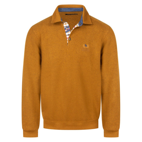Sweat camel uni avec une coupe droite, un col...