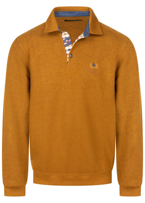 Sweat camel uni avec une coupe droite, un col...