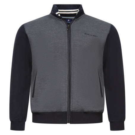 Cardigan zippé marine en maille effet gaufrée à...