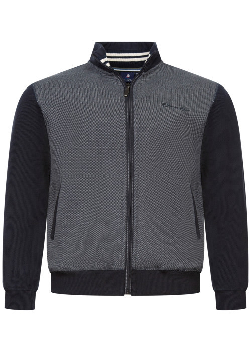 Cardigan zippé marine en maille effet gaufrée à...