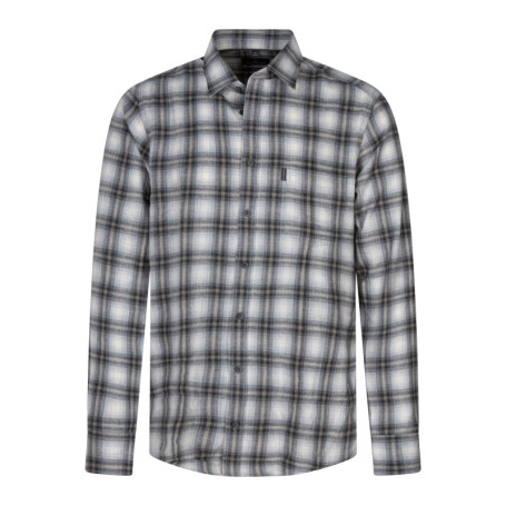 Chemise en coton gris et écru à carreaux...