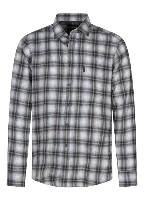 Chemise en coton gris et écru à carreaux...