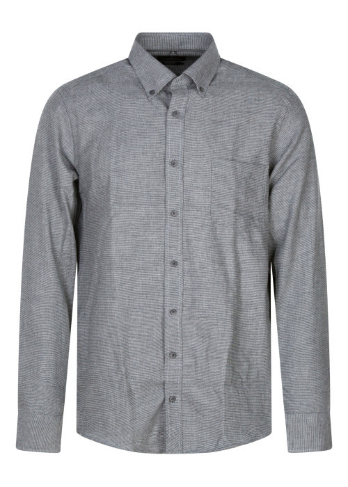 Chemise en coton gris clair à motifs géométriques dotée d'une coupe droite