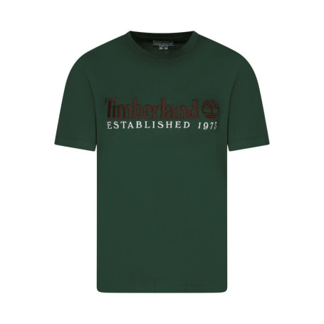 T-shirt en coton vert uni avec une coupe droite...