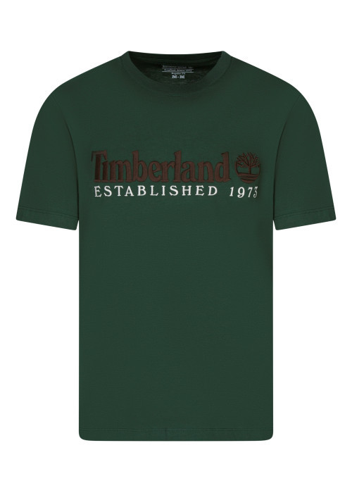 T-shirt en coton vert uni avec une coupe droite et des manches courtes