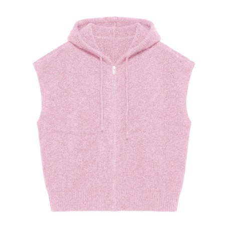Gilet sans manches zippé rose pâle pourvu d'une...
