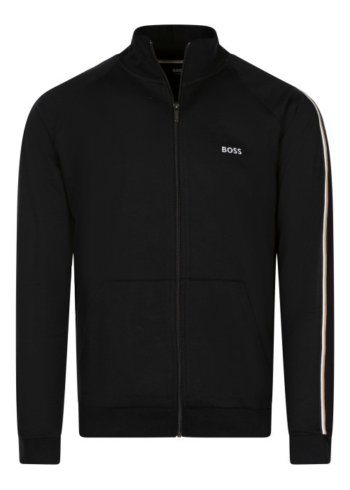 Sweat zippé en coton noir à coupe droite pourvu...