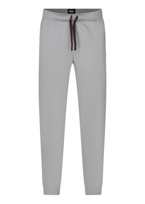Pantalon de jogging en coton taupe à coupe droite pourvu d'une taille élastiquée