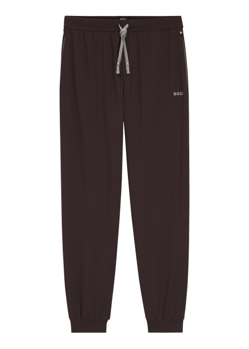 Pantalon de pyjama en coton chocolat uni avec une coupe ajustée