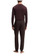 Thumbnail Pantalon de pyjama en coton chocolat uni avec une coupe ajustée - Image 4