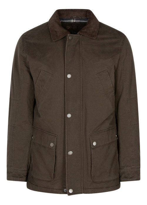Parka style barbour en coton kaki pourvue d'une...
