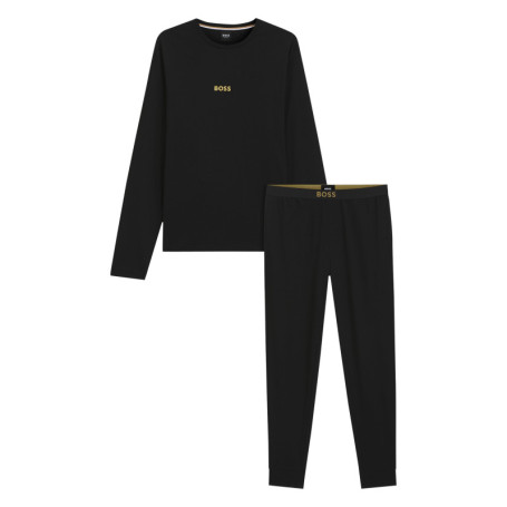 Ensemble de pyjama en coton noir uni avec une...