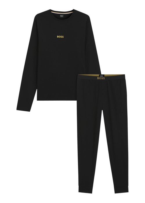 Ensemble de pyjama en coton noir uni avec une...