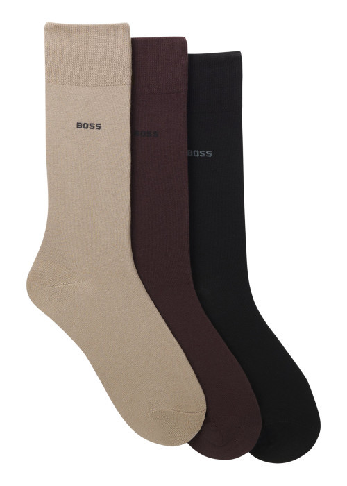 Lot de 3 paires de chaussettes hautes en coton mélangé unies