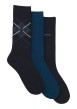 Thumbnail Lots de 3 paires chaussettes hautes en coton mélangé bleues avec logo