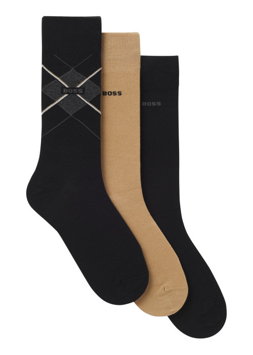 Lots de 3 paires chaussettes hautes en coton...
