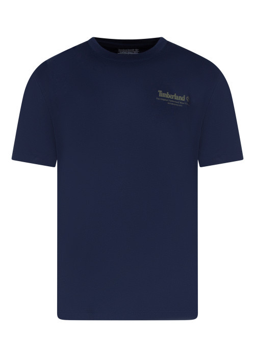 T-shirt en coton bleu indigo imprimé avec un...