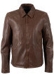 Thumbnail Blouson en cuir de mouton marron pourvu de 2 poches latérales à coupe droite
