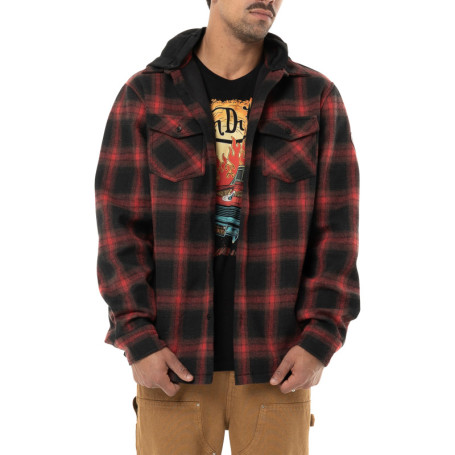 Chemise noire et rouge à carreaux avec un col à...