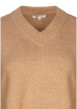 Thumbnail Pull à col V beige en maille épaisse pourvu de manches longues - Image 3