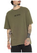 Thumbnail T-shirt en coton kaki avec un imprimé moto au dos et une coupe droite