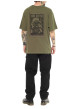 Thumbnail T-shirt en coton kaki avec un imprimé moto au dos et une coupe droite - Image 3