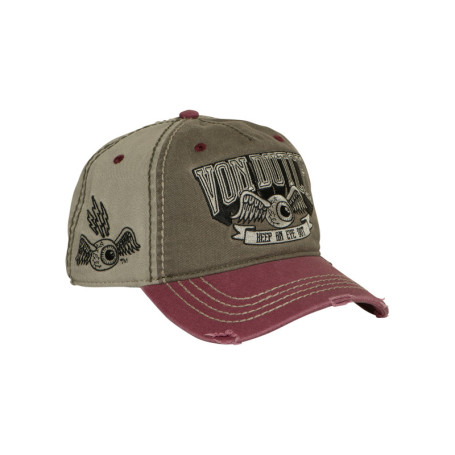Casquette strapback en coton kaki et bordeaux...