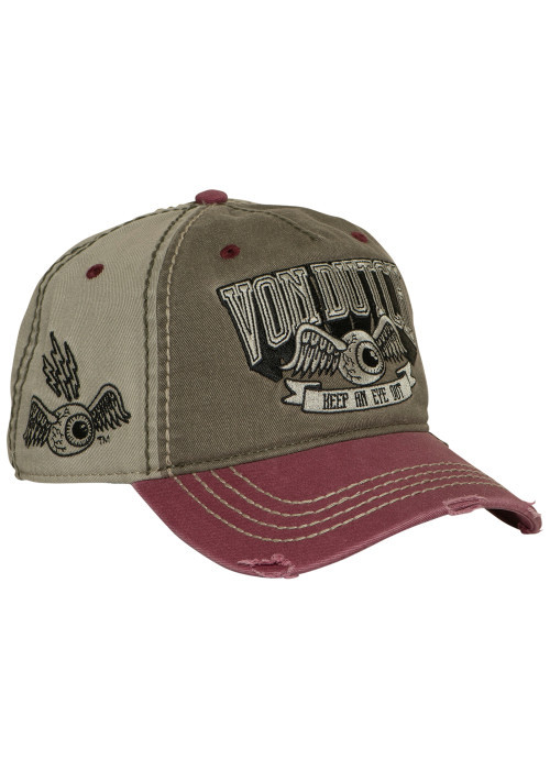 Casquette strapback en coton kaki et bordeaux...