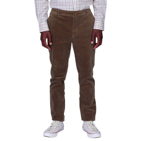 Pantalon en coton taupe à coupe droite pourvu...