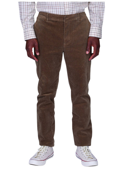 Pantalon en coton taupe à coupe droite pourvu...