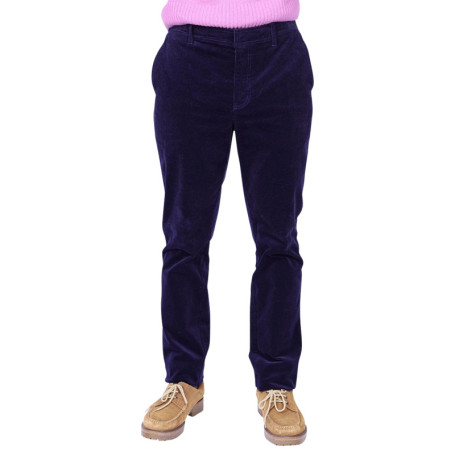 Pantalon en coton marine à coupe droite pourvu...
