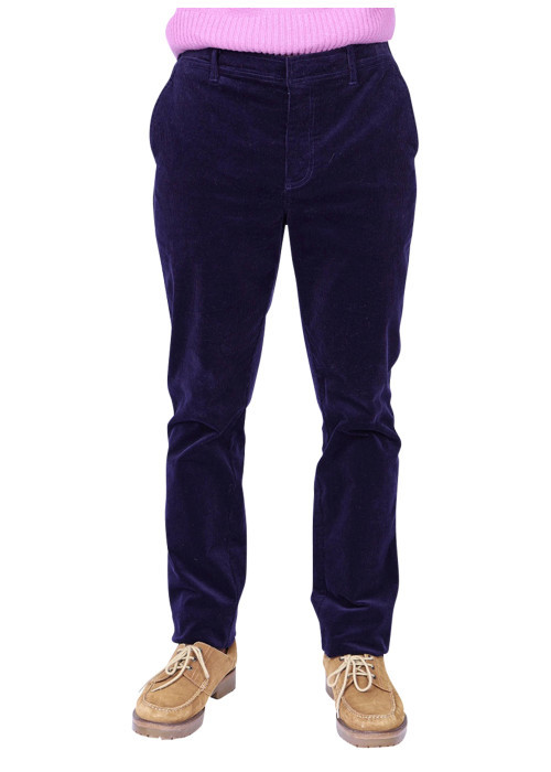 Pantalon en coton marine à coupe droite pourvu...