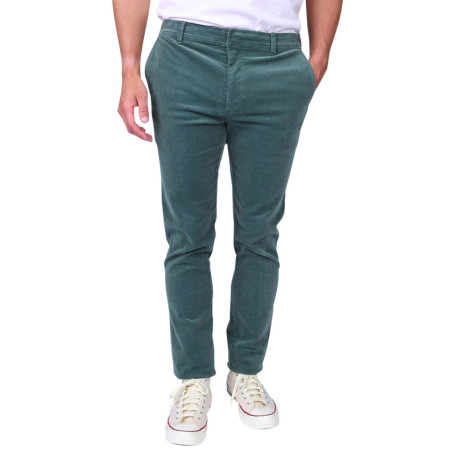 Pantalon en coton bleu à coupe droite pourvu de...