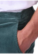 Thumbnail Pantalon en coton bleu à coupe droite pourvu de passants pour la ceinture - Image 3