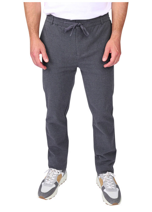 Pantalon anthracite à coupe droite pourvu de...