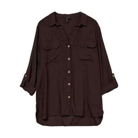 Chemisier fluide marron aux poignets...
