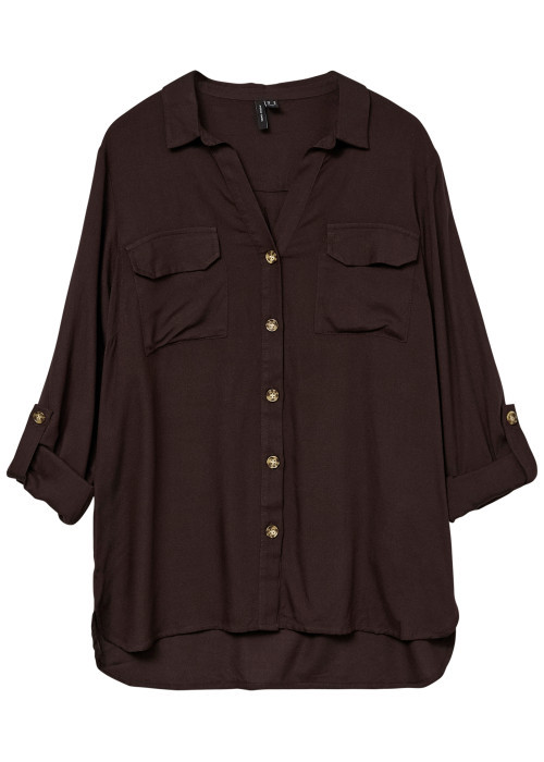 Chemisier fluide marron aux poignets...