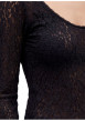 Thumbnail T-shirt noir à manches longues pourvu d'un col rond à coupe moulante - Image 4