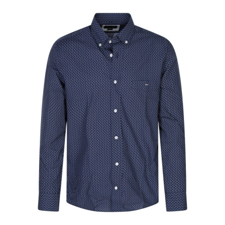 Chemise en coton marine à coupe droite pourvu...