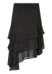 Thumbnail Jupe mi-longue asymétrique noire à pois pourvue d'une fermeture zippée - Image 2