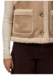 Thumbnail Gilet beige sans manches avec des bordures imitation sherpa à coupe droite - Image 4