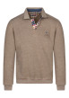 Thumbnail Sweat manches longues châtaigne uni pourvu d'une coupe droite et d'un col polo