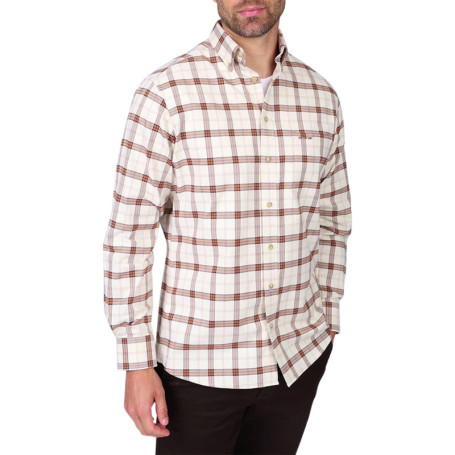 Chemise en coton écrue à carreaux pourvue d'une...