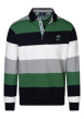 Thumbnail Sweat vert à rayures bleues avec un col polo et des manches longues